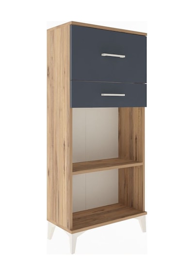 Arges Dolap Tek Raflı 2 Çekmeceli 60x30x134 Çam-antrasit Çam