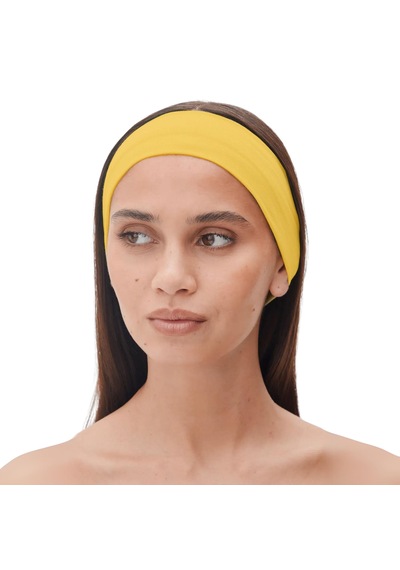 Saç Bandı Pamuk Kadın Bandana Spor Kafa Bandı Likra Headband Sarı