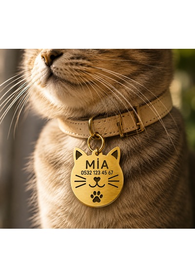 İsme Özel Kedi Künyesi Gold