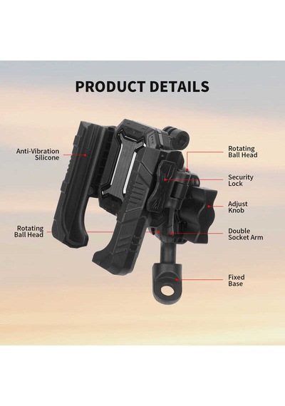 Mechrıg 10mm Boru Çapı Uyumlu Motosiklet Dikiz Aynası Telefon Tut