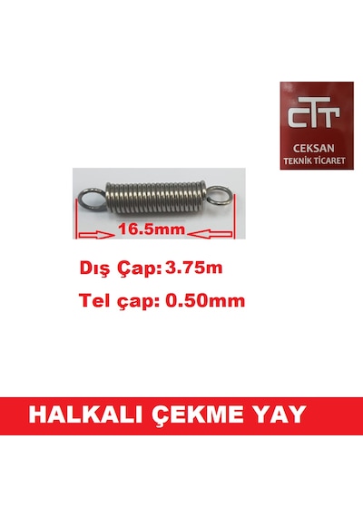 Yay Halkalı Çekme Yay Çap 3.75 MM Toplam Boy 16.5 MM Adet Seçenekli 12 Adet