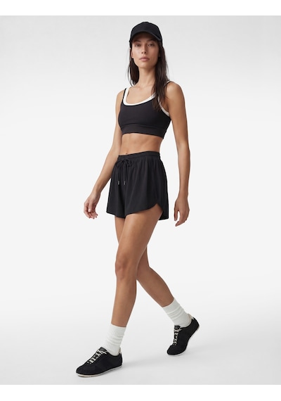 Koton Yüksek Bel Yırtmaç Detaylı Lastikli Mini Spor Şort Siyah 6sak40144nk Siyah