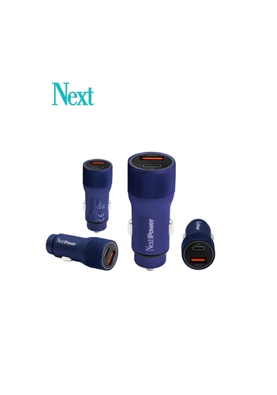 Next Power 52.5w Araç İçi Hızlı Şarj Aleti Type-c + Usb Güç Adaptörü Oto Çakmaklık - Mavi