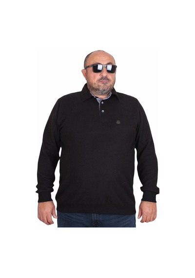Moc Grande Mocgrande Erkek Büyük Beden Polo Yaka Sweat Orjinal 24409 Sıyah Siyah