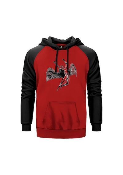 Led Zeppelin Icarus Angel Kırmızı Renk Reglan Kol Sweatshirt Kırmızı