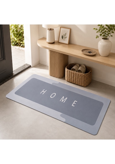 Kauçuk Kaymaz Tabanlı Ultra Emici Banyo Paspası 50x120 Cm Hızlı Kuruyan Paspas Gri