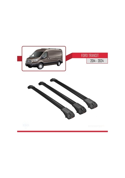 Ford Transit 2014 Ve Sonrası İle Uyumlu Ace-1 Ara Atkı Tavan Barı Siyah 3 Adet Bar