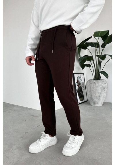 Kahverengi Beli İp Detaylı Gabardin Regular Pantolon Kahverengi