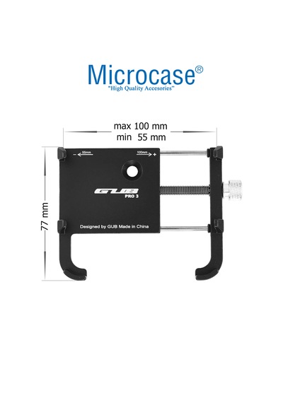Microcase Pro 3 Alüminyum Ayarlanabilir Motosiklet Bisiklet Scooter Telefon Tutucu - Al5093 Siyah