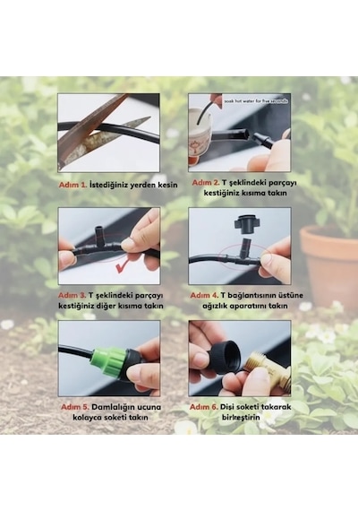 10 Metre Kendin Yap Açık Alan Serinletme Sistemi - Nozzle Başlıklı Bahçe Ve Teras Nemlendirme Seti Çok Renkli