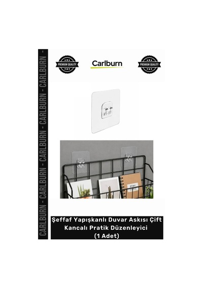 Özel Üretim Mutfak Banyo Şeffaf Yapışkanlı Duvar Askısı Çift Kancalı Pratik Düzenleyici 1 Adet Çok Renkli