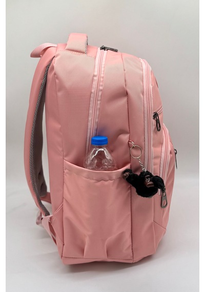 1710 Pudra Suya Dayanıklı Kumaş Okul Çantası Unisex Okul Sırt Çantası Pudra Pembe