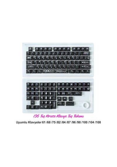 136 Tuşlu Keycaps Siyah Baskılı Karbon Fiber Dokulu 136 Tuşlu Korece Klavye Kutulu Tüm Mekanik-manyetik Klavyeler İle Uyum Sağlamaktadır.