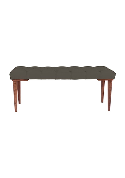 Gazzini Classic Retro Gürgen Ayak Chester Model Kapitoneli Antrasit Puf Bench - Ceviz Ayak