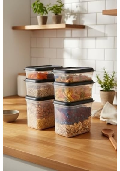 Hide Plus 6'li Saklama Kabı Siyah 2x 1,9lt - 2x 1 Lt - 2x 0,70 Lt Diğer