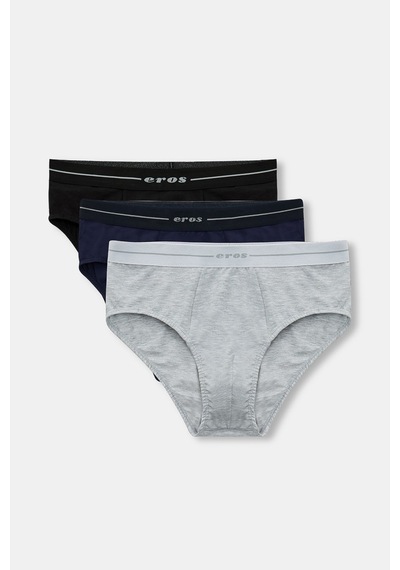 Eros 3'Lü Erkek Slip Compact Pamuk Ers 016 Siyah - Beyaz - Lacivert