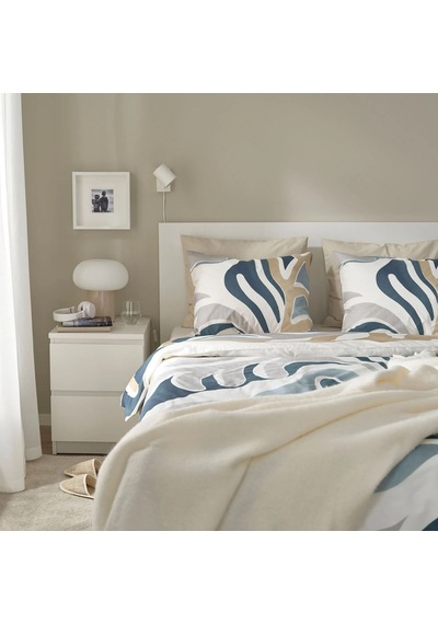 Ikea Mygglasvınge Tek Kişilik Nevresim Takımı 150 X 200 Cm Bej - Beyaz - Açık Gri Çok Renkli