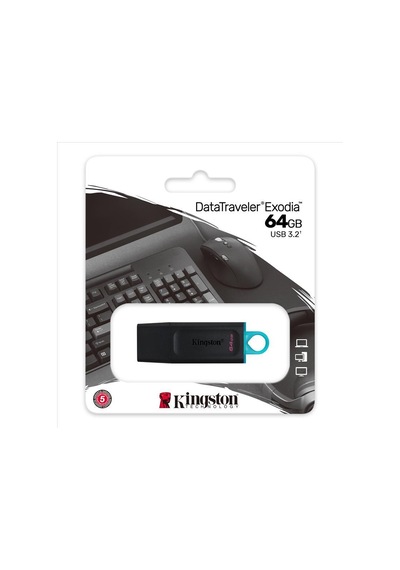 Kıngston Dtx/64gb Datatraveler Exodia 64gb Usb 3.2 Siyah/turkuaz Usb Bellek-208264