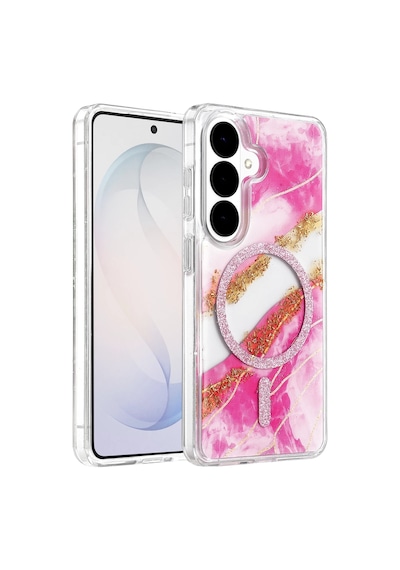 Onegif Samsung Uyumlu Galaxy S26 Lotus Simli Magsafe Kapak - Pembe