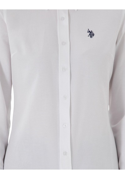 U.S. Polo Assn. Kadın Uzun Kollu Basic Gömlek Beyaz