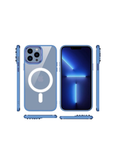 Apple Uyumlu iPhone 13 Pro Uyumlu Wireless Şarj Özellikli Zore Krom Magsafe Silikon Kılıf-lila Lila -