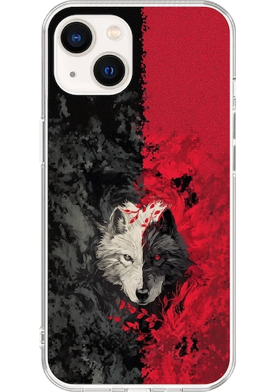 Apple Uyumlu iPhone 15 Plus Şeffaf Kılıf Kurt Tasarımlı