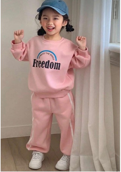 Kız Çocuk Kışlık Kalın Eşofman Takım 3-10 Yaş Pembe