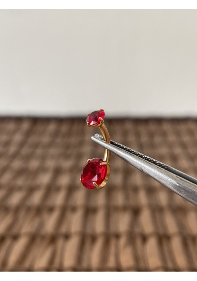 Yüksek Kalite G23 Titanium Kırmızı Parlak Zirkon Taşlı Titanyum Göbek Piercingi Taş 10mm DUMMY 236120573 429