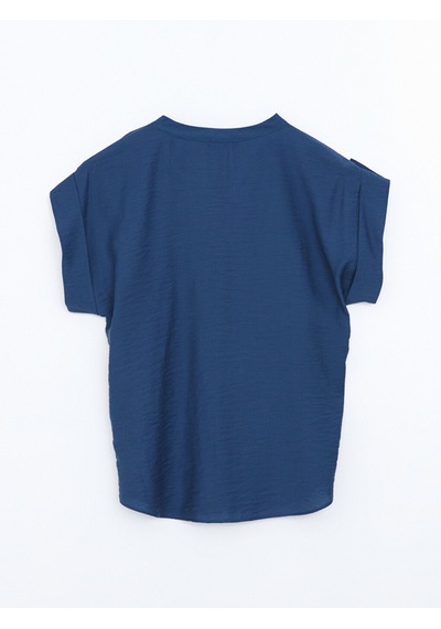 Lcwaıkıkı Classic Lacivert Kaçık Yaka Oversize Kadın Bluz