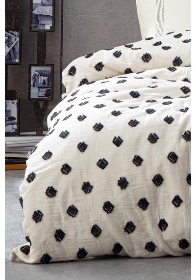 Ecocotton İmre Siyah Çift Kişilik %100 Organik Pamuk Müslin Nevresim Takımı