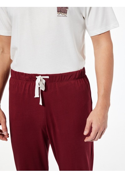 Koton Rahat Kalıp Baskılı Pamuklu Örme Pijama Takımı Beyaz 6wlm40004mk Beyaz