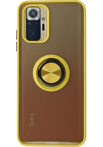 Ilkeshop Newface Xiaomi Redmi Note 10 Kılıf Montreal Yüzüklü Silikon Kapak - Sarı