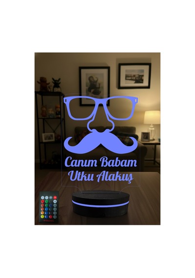 Kişiye Özel İsimli Canım Babam 3d Led Gece Lambası - 16 Renk Kumandalı Babaya Doğum Günü