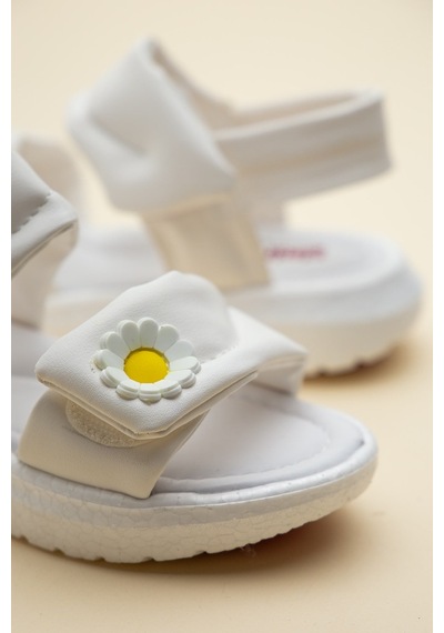 Dilimler Ayakkabı Şirinbebe Ortopedik Kız Çocuk Sandalet Beyaz Faylon Taban Cırtlı Papatya Aksesuarlı-4769 Dilimler Ayakkabı Şirinbebe Ortopedik Kız Çocuk Sandalet Beyaz Faylon Taban Cırtlı Papatya Aksesuarlı-4769