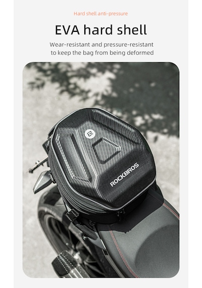 Rockbros 20l - 35l Körüklü Genişleyebilir Eva Sert Kabuklu Darbeye Dayanıklı Motosiklet Arka Kuyruk Ve Sele Üstü Çanta Alüminyum - Siyah