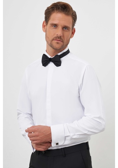 Morven Erkek Beyaz Manşetli Düz Desen Ata Yaka Slim Fit Gömlek Beyaz Morven Erkek Beyaz Manşetli Düz Desen Ata Yaka Slim Fit Gömlek Beyaz