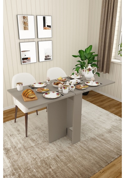 Asra Trend Katlanır Mutfak Yemek Masası KM-32 %100 MDF Akıllı Çalışma Masası Gri