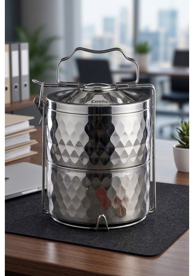 Cooker 2 Katlı Paslanmaz Çelik Sefer Tası Yk1840 Gümüş