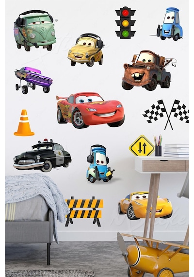 MSticker Arabalar Ve Trafik İşaretleri Çocuk Bebek Odası Sticker Seti - Eğlenceli Çocuk Odası Stickerları