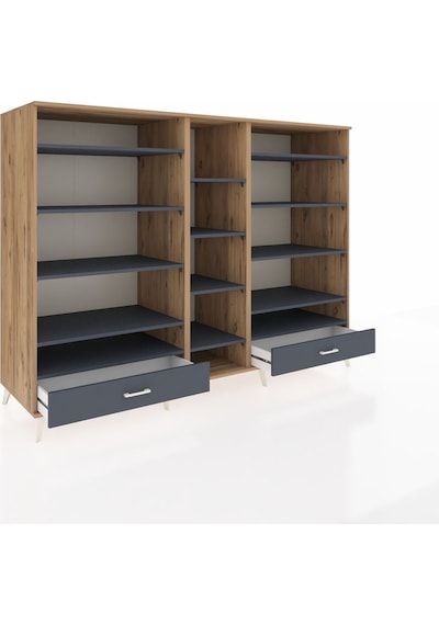 Kronos Dolap 14 Raflı 2 Çekmeceli 220x59x163 Çam-antrasit Çam-antrasit Kronos Dolap 14 Raflı 2 Çekmeceli 220x59x163 Çam-antrasit Çam-antrasit