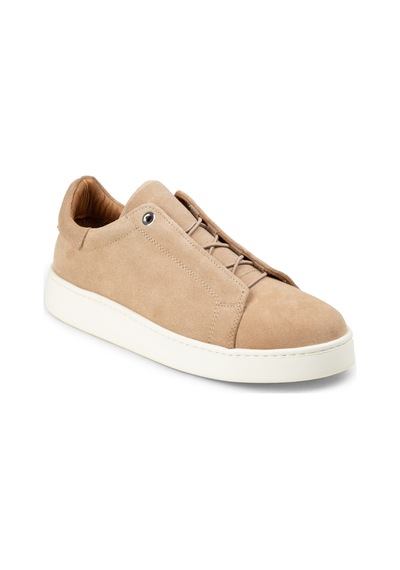 Deery Erkek Gizli Bağcıklı Hakiki Süet Bej Sneaker - 04444mbeje01