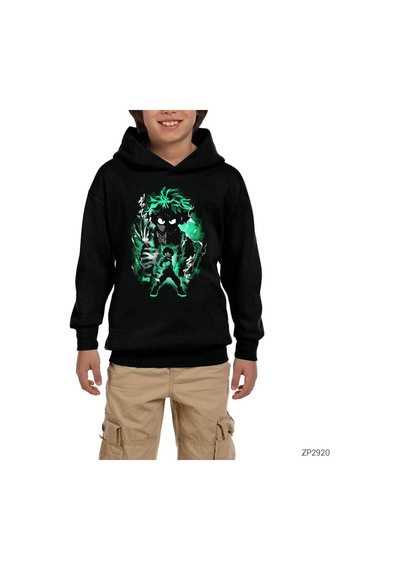 Zepplin Giyim My Hero Academy Zuku Siyah Çocuk Kapşonlu Sweatshirt