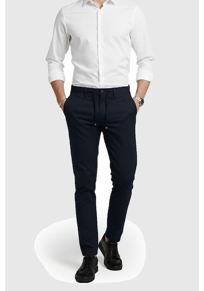 Deepsea Lacivert Esnek Kumaş Slim Fit Beli Lastikli Günlük Spor Pantolon 2601070 Lacivert