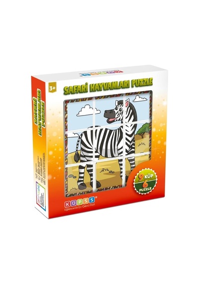 Safari Hayvanları 3d Puzzle - 9 Küp 6 Yapboz Standart
