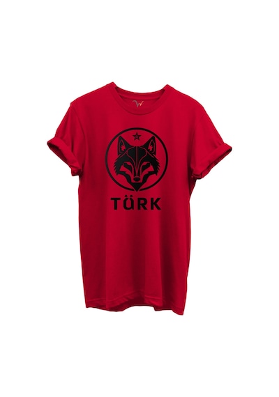Kurt Ve Türk Özel Koleksiyon Serisi-2 Tasarım Baskılı %100 Pamuk T-shirt Kırmızı