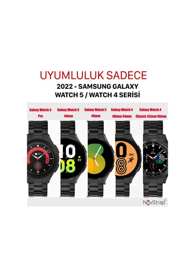 Samsung Uyumlu Galaxy Watch 5 40-44 Mm Kordon Çelik Metal Kayış 20 Mm