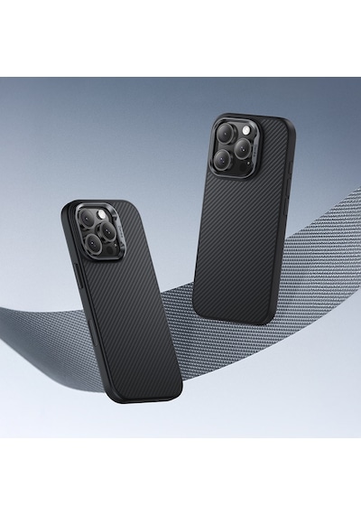 Apple Uyumlu iPhone 16 Pro Max Kılıf Karbon Fiber M-safe Kamera Kontrol Butonlu Benks Hybrid Armorpro 600d Kevlar Siyah