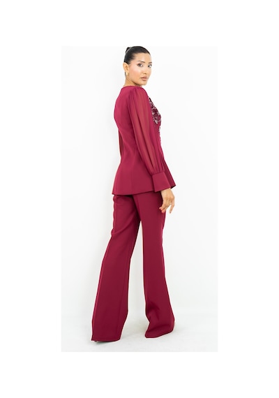 Dorne Moda Kadın İşlemeli Bluz Pantolon Takım Şifon Kol Detaylı Şık İkili Takım Bordo Dorne Moda Kadın İşlemeli Bluz Pantolon Takım Şifon Kol Detaylı Şık İkili Takım Bordo
