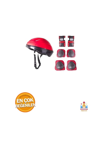 Güvenliğini Önemse Çocuk Paten Kaskı Ve Koruyucu Set 7 Parça - Bisiklet Ve Scooter İçin Kırmızı