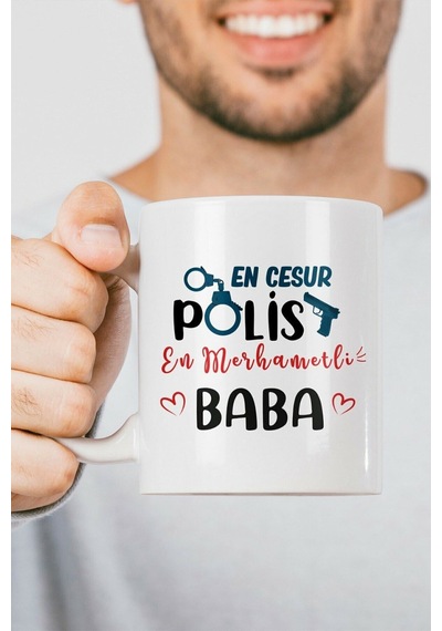 Polis Babaya Hediye Özel Esprili Kupa Bardak Baskılı Kupa Bardak Renkli